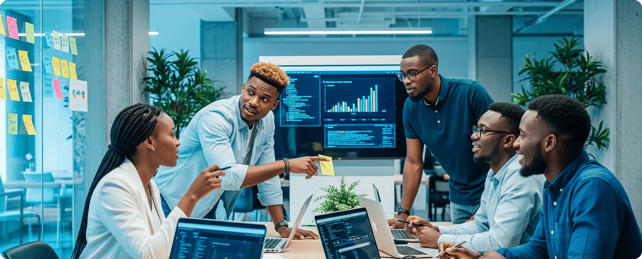 A group of professional business developers in a business meeting